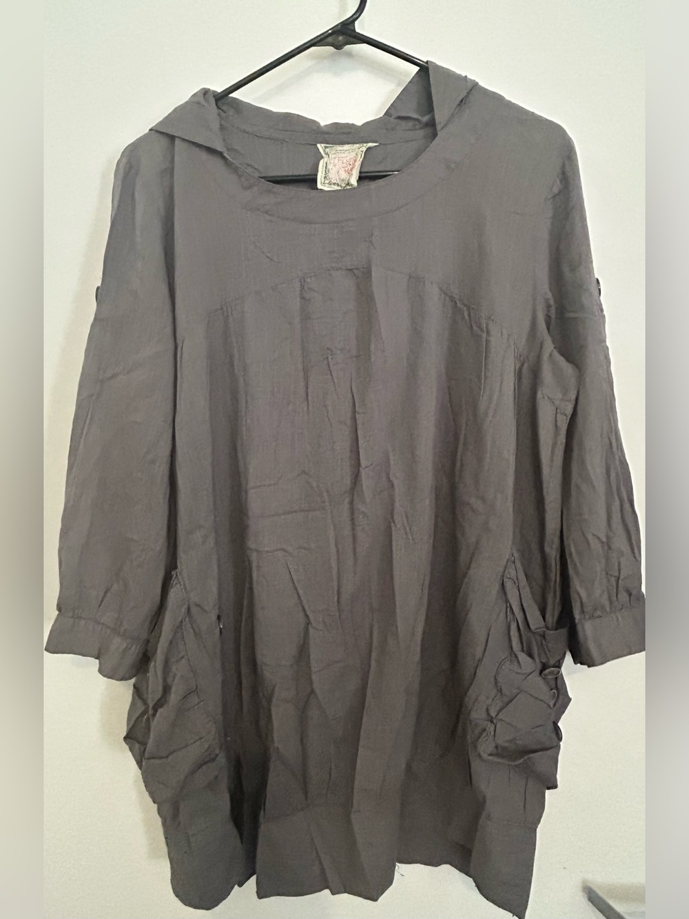 Flying Tomato Charcoal Gray Hooded Tunic Top
